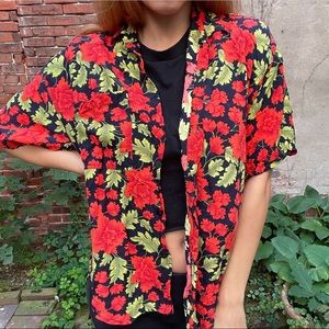 Vintage cotton express floral print button down shirt S